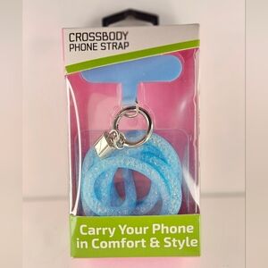 Sparkly Glitz And Glam Crossbody Phone Strap Necklace - Blue